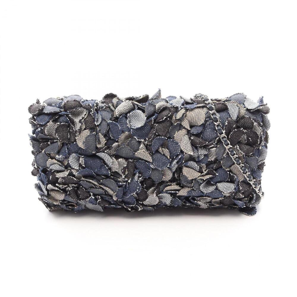 Chanel Camellia Shoulder Bag/Handbag, Denim, Women's, Navy/Black